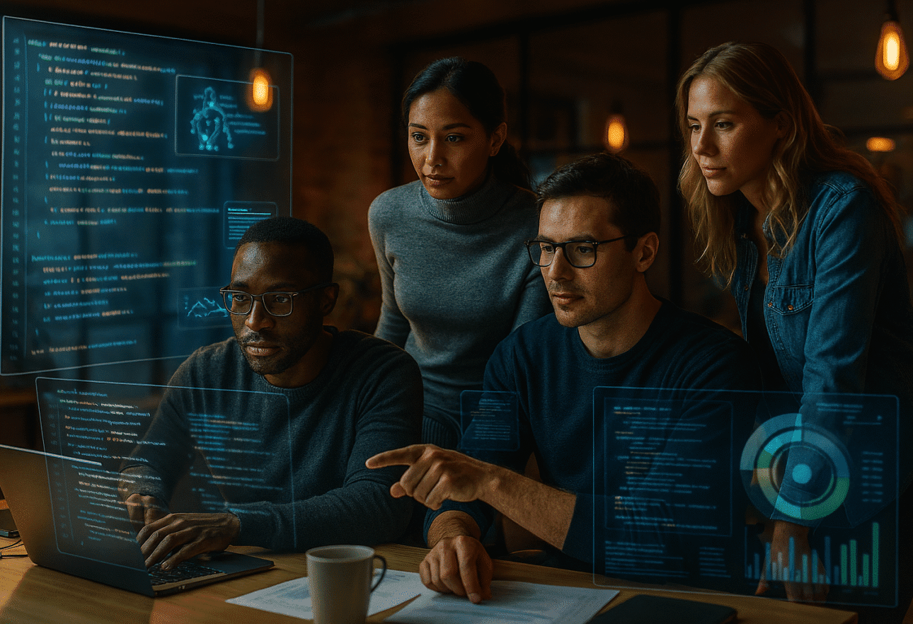 Team working with AI tools