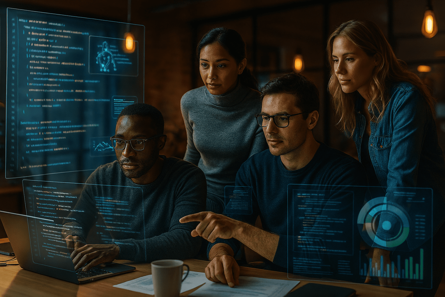 Team working with AI tools